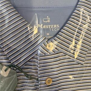 Masters Tech Men's Blue and White Striped Shirt